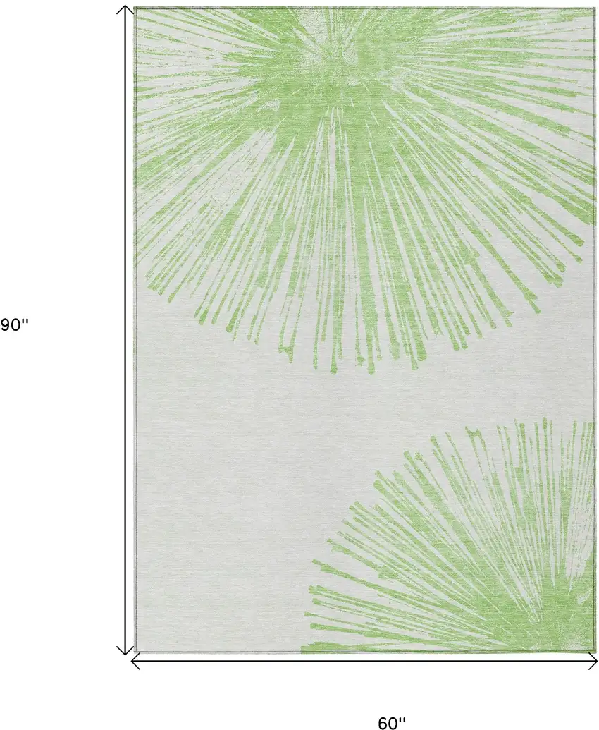 Artichoke Green And Ivory Abstract Washable Indoor Outdoor Area Rug Photo 3