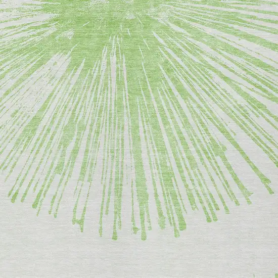 Artichoke Green And Ivory Abstract Washable Indoor Outdoor Area Rug Photo 4