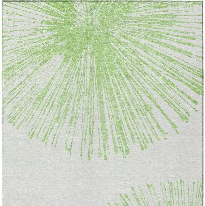 Artichoke Green And Ivory Abstract Washable Indoor Outdoor Area Rug Photo 6