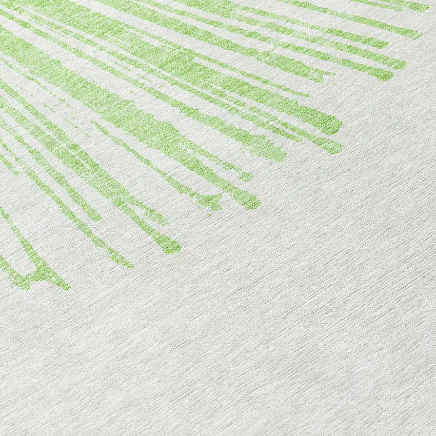 Artichoke Green And Ivory Abstract Washable Indoor Outdoor Area Rug Photo 9