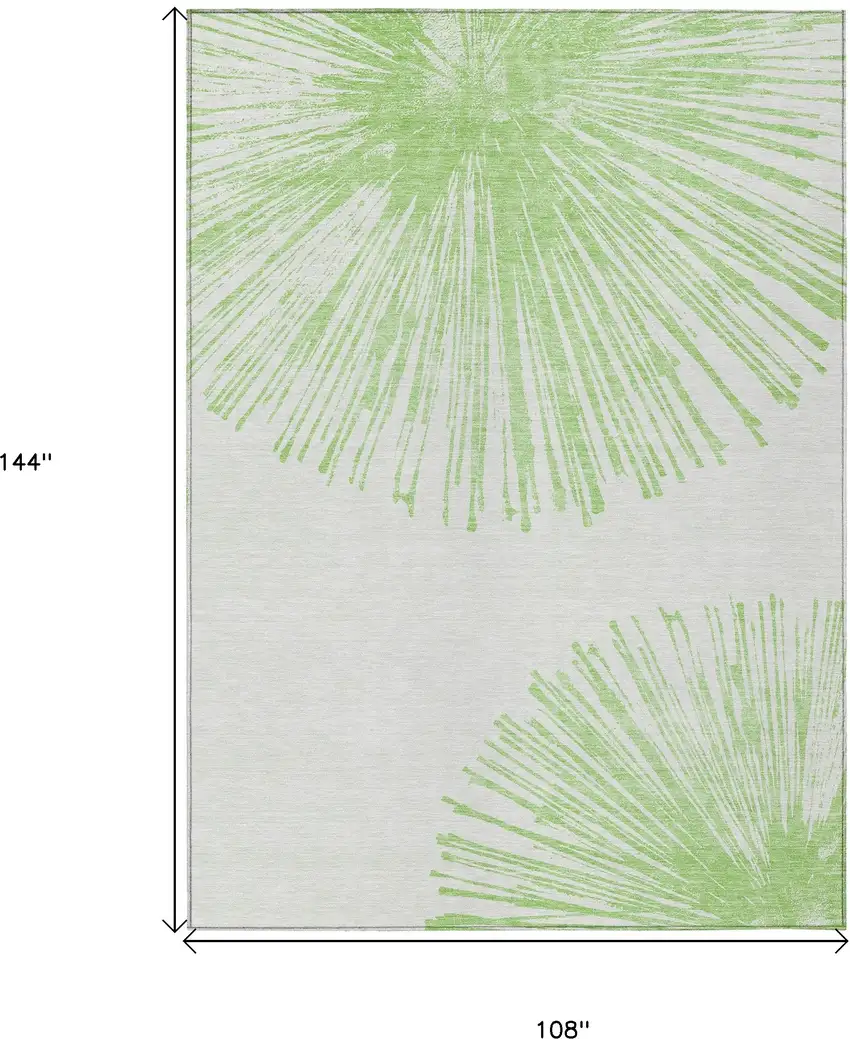 Artichoke Green And Ivory Abstract Washable Indoor Outdoor Area Rug Photo 3