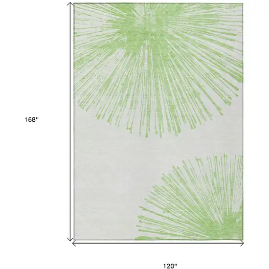 Artichoke Green And Ivory Abstract Washable Indoor Outdoor Area Rug Photo 3