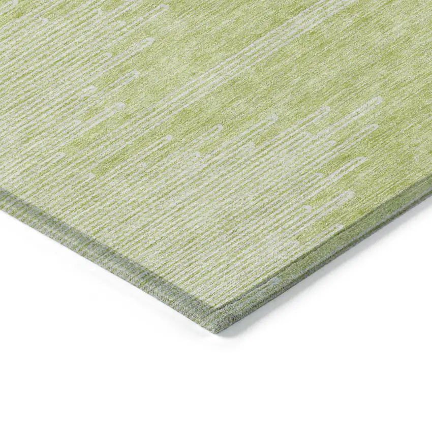 Artichoke Green And Ivory Abstract Washable Indoor Outdoor Area Rug Photo 4