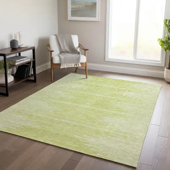 Artichoke Green And Ivory Abstract Washable Indoor Outdoor Area Rug Photo 8