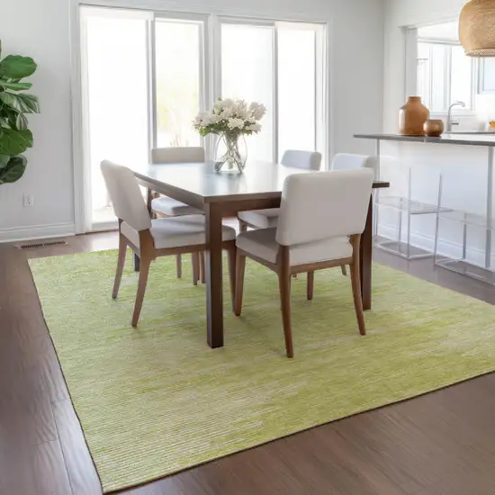 Artichoke Green And Ivory Abstract Washable Indoor Outdoor Area Rug Photo 9