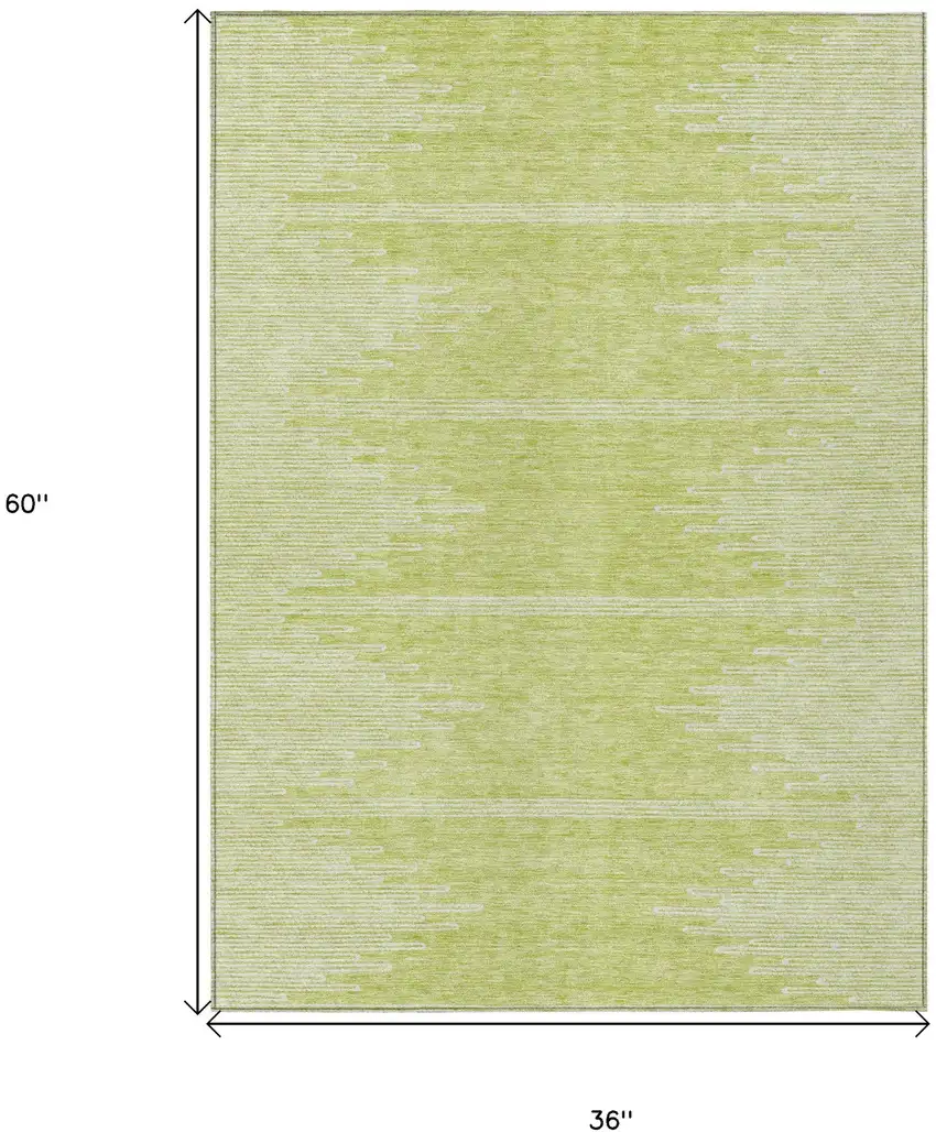 Artichoke Green And Ivory Abstract Washable Indoor Outdoor Area Rug Photo 8