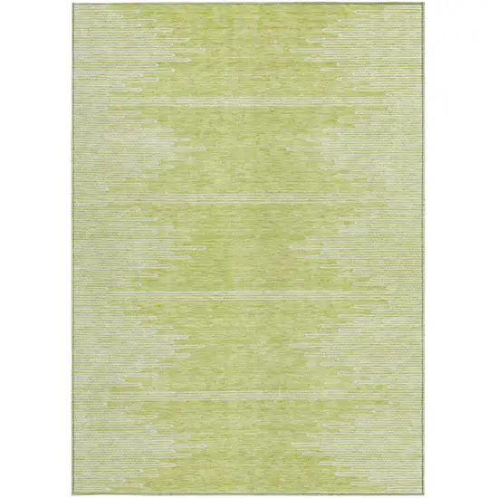 Artichoke Green And Ivory Abstract Washable Indoor Outdoor Area Rug Photo 6