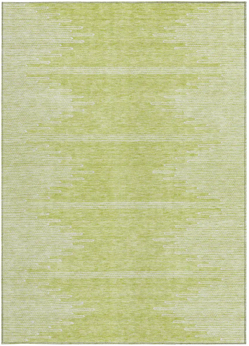 Artichoke Green And Ivory Abstract Washable Indoor Outdoor Area Rug Photo 6