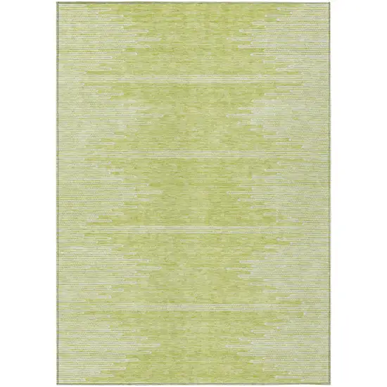 Artichoke Green And Ivory Abstract Washable Indoor Outdoor Area Rug Photo 2