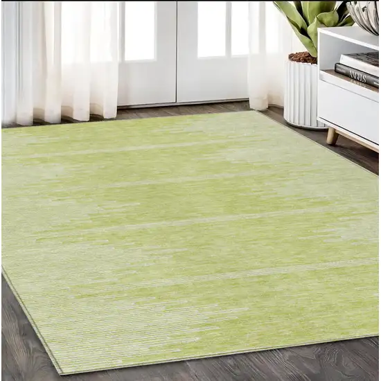 Artichoke Green And Ivory Abstract Washable Indoor Outdoor Area Rug Photo 8