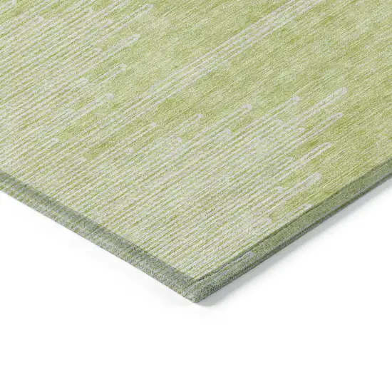 Artichoke Green And Ivory Abstract Washable Indoor Outdoor Area Rug Photo 5