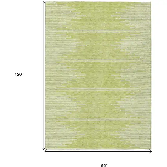 Artichoke Green And Ivory Abstract Washable Indoor Outdoor Area Rug Photo 3
