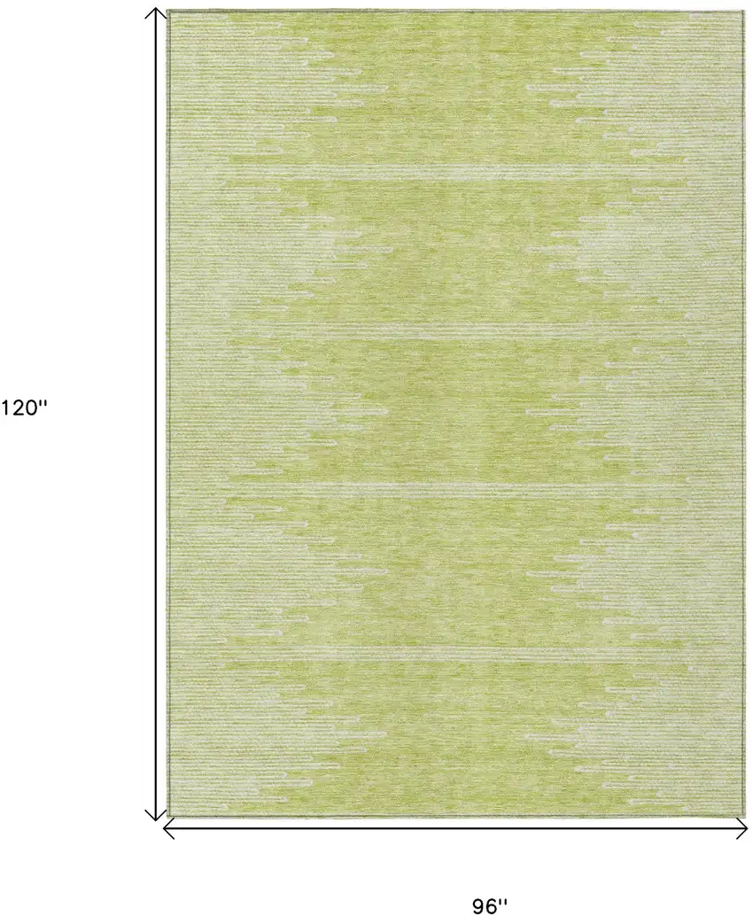 Artichoke Green And Ivory Abstract Washable Indoor Outdoor Area Rug Photo 3
