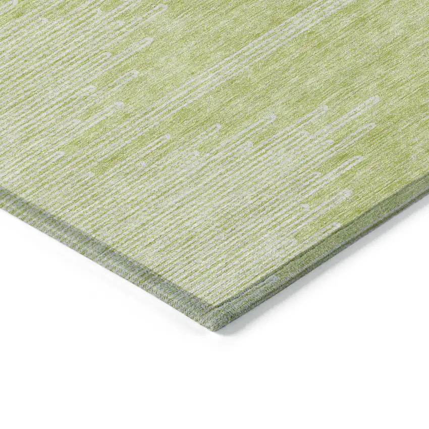 Artichoke Green And Ivory Abstract Washable Indoor Outdoor Area Rug Photo 5