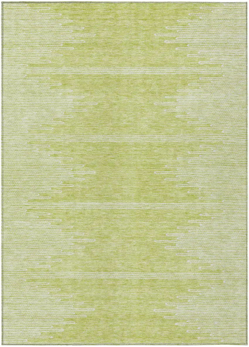 Artichoke Green And Ivory Abstract Washable Indoor Outdoor Area Rug Photo 2