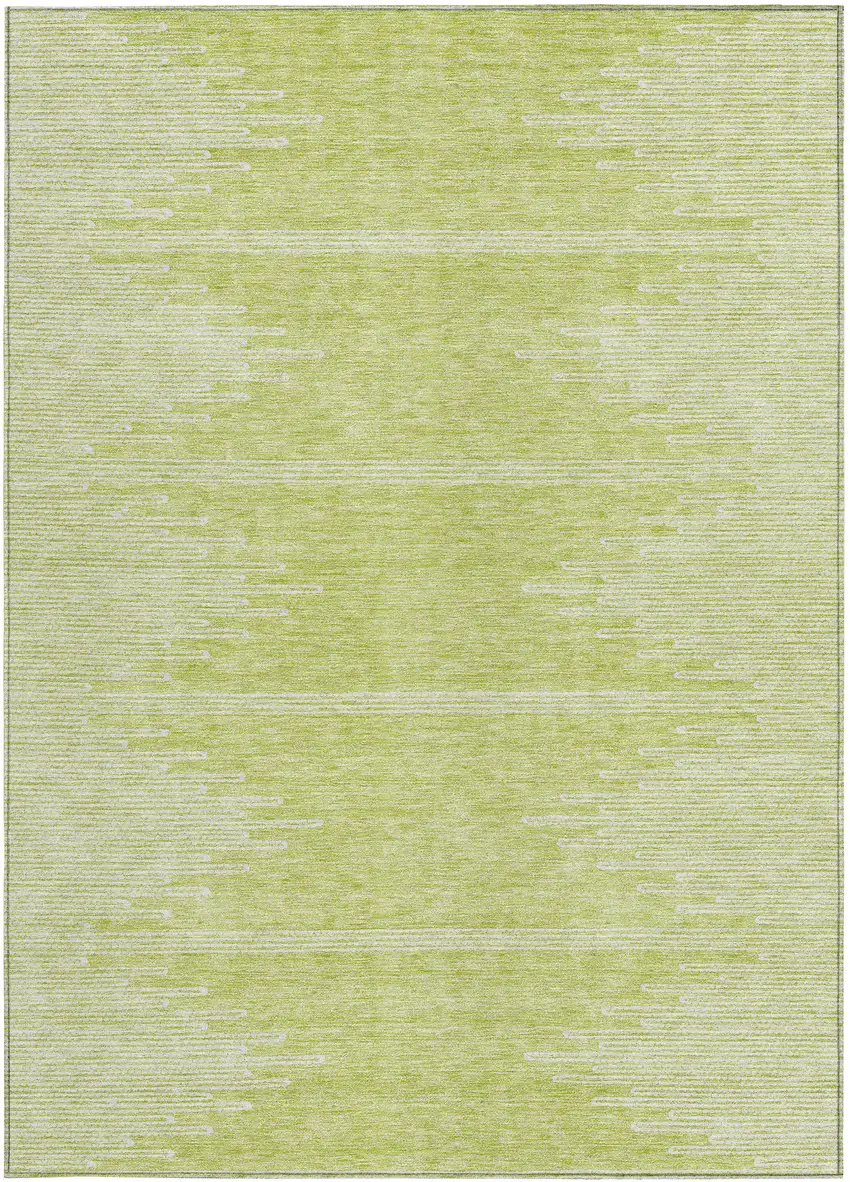 Artichoke Green And Ivory Abstract Washable Indoor Outdoor Area Rug Photo 8