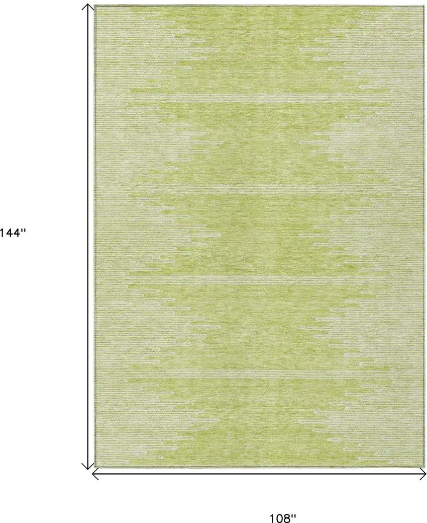Artichoke Green And Ivory Abstract Washable Indoor Outdoor Area Rug Photo 3