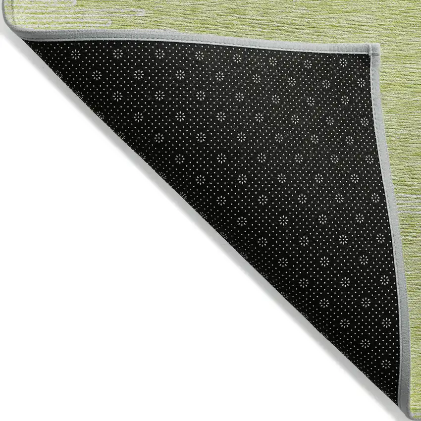 Artichoke Green And Ivory Abstract Washable Indoor Outdoor Area Rug Photo 4