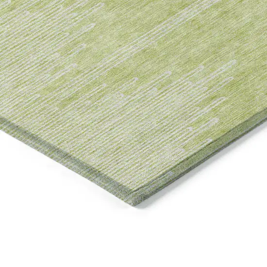 Artichoke Green And Ivory Abstract Washable Indoor Outdoor Area Rug Photo 5