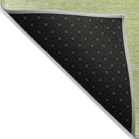 Artichoke Green And Ivory Abstract Washable Indoor Outdoor Area Rug Photo 4