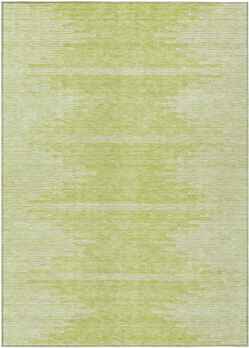 Artichoke Green And Ivory Abstract Washable Indoor Outdoor Area Rug Photo 2