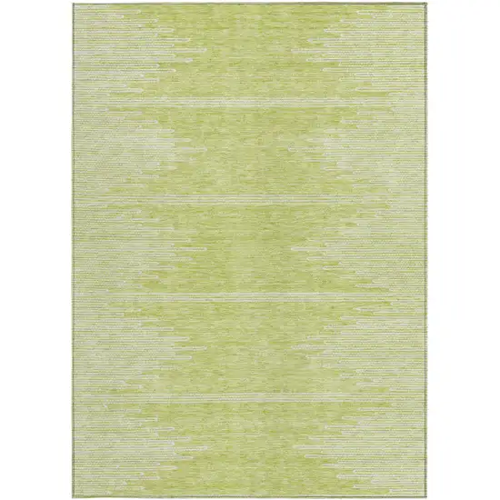 Artichoke Green And Ivory Abstract Washable Indoor Outdoor Area Rug Photo 7