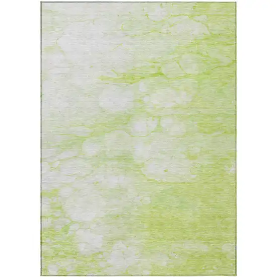 Artichoke Green And Ivory Abstract Washable Indoor Outdoor Area Rug Photo 1