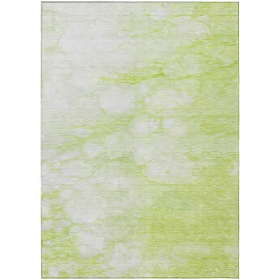 Artichoke Green And Ivory Abstract Washable Indoor Outdoor Area Rug Photo 1