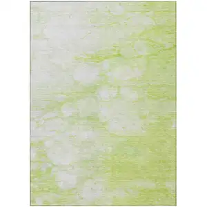 Photo of Artichoke Green And Ivory Abstract Washable Indoor Outdoor Area Rug