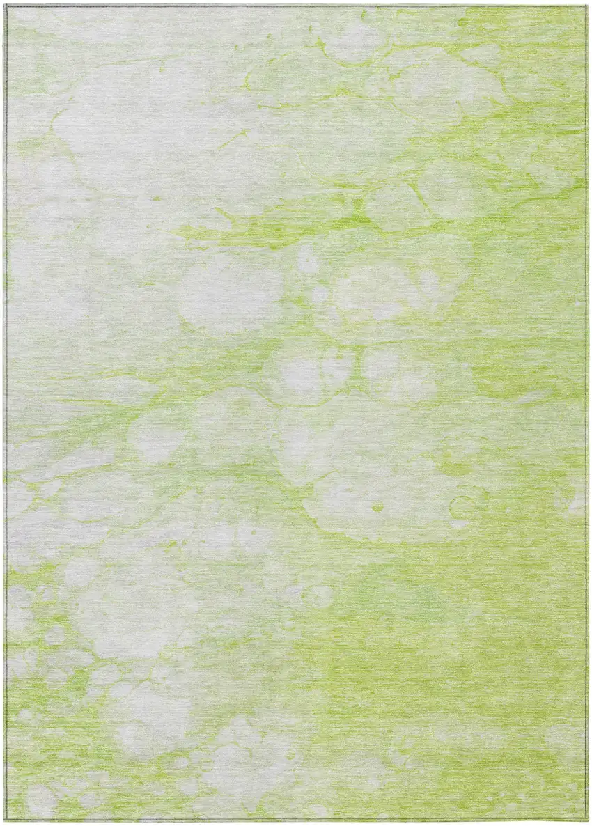 Artichoke Green And Ivory Abstract Washable Indoor Outdoor Area Rug Photo 1
