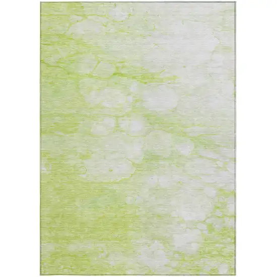 Artichoke Green And Ivory Abstract Washable Indoor Outdoor Area Rug Photo 6
