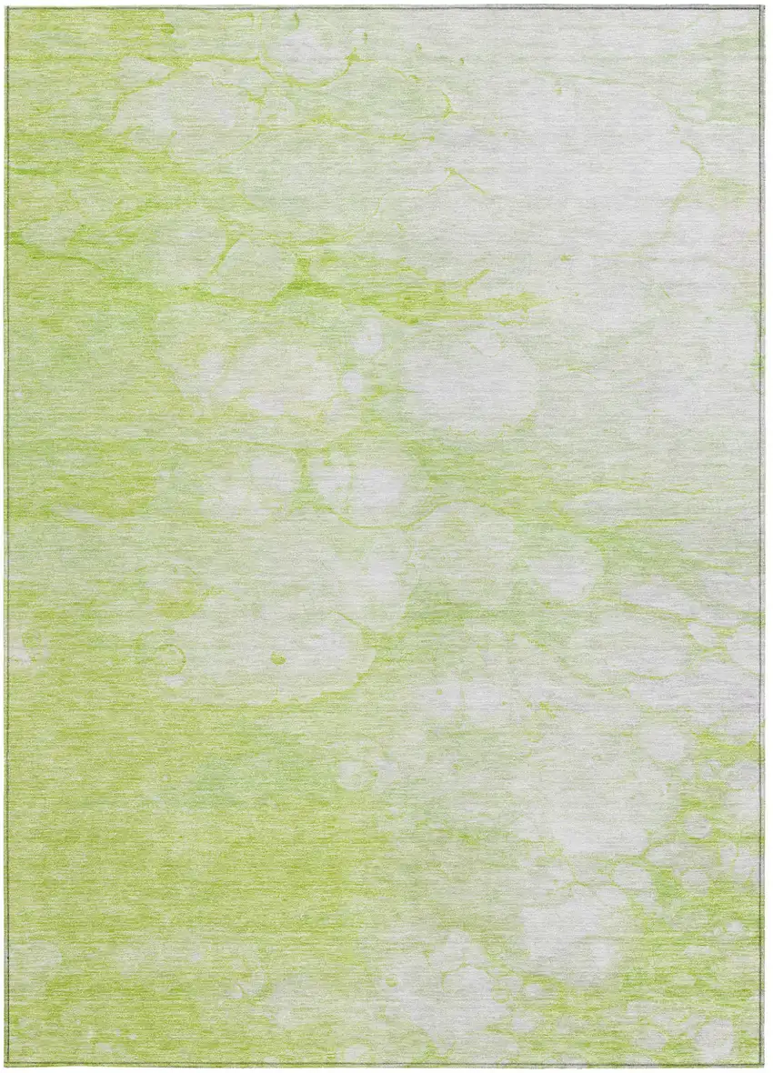 Artichoke Green And Ivory Abstract Washable Indoor Outdoor Area Rug Photo 6