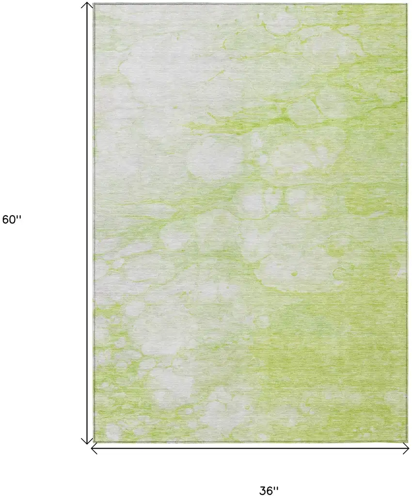 Artichoke Green And Ivory Abstract Washable Indoor Outdoor Area Rug Photo 3