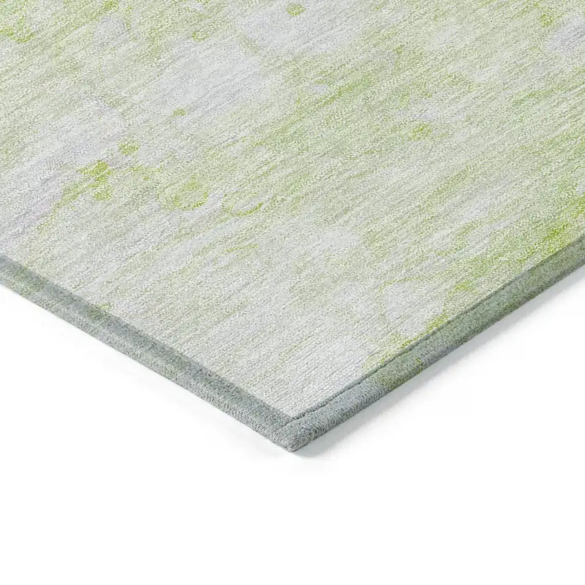 Artichoke Green And Ivory Abstract Washable Indoor Outdoor Area Rug Photo 3
