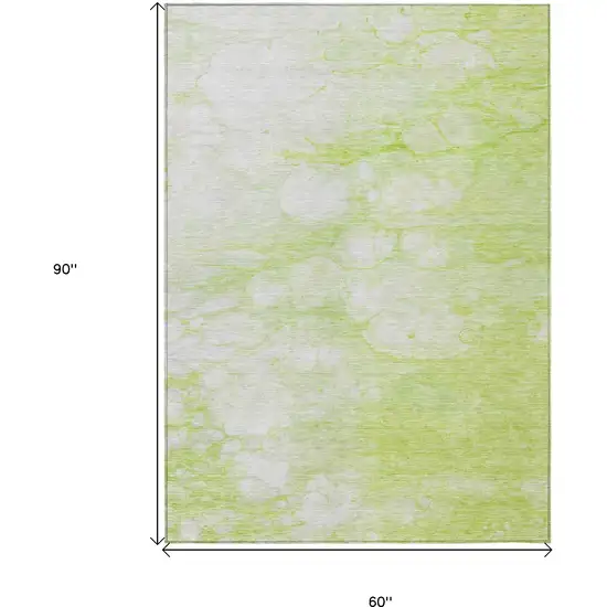 Artichoke Green And Ivory Abstract Washable Indoor Outdoor Area Rug Photo 3