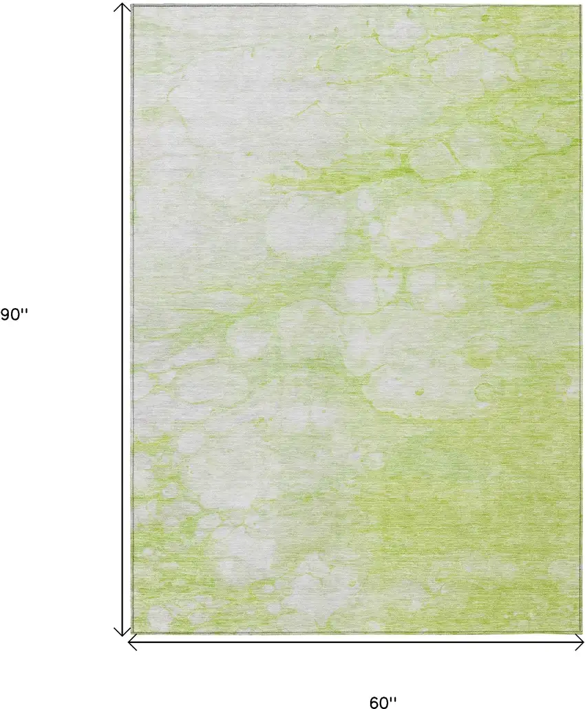 Artichoke Green And Ivory Abstract Washable Indoor Outdoor Area Rug Photo 3