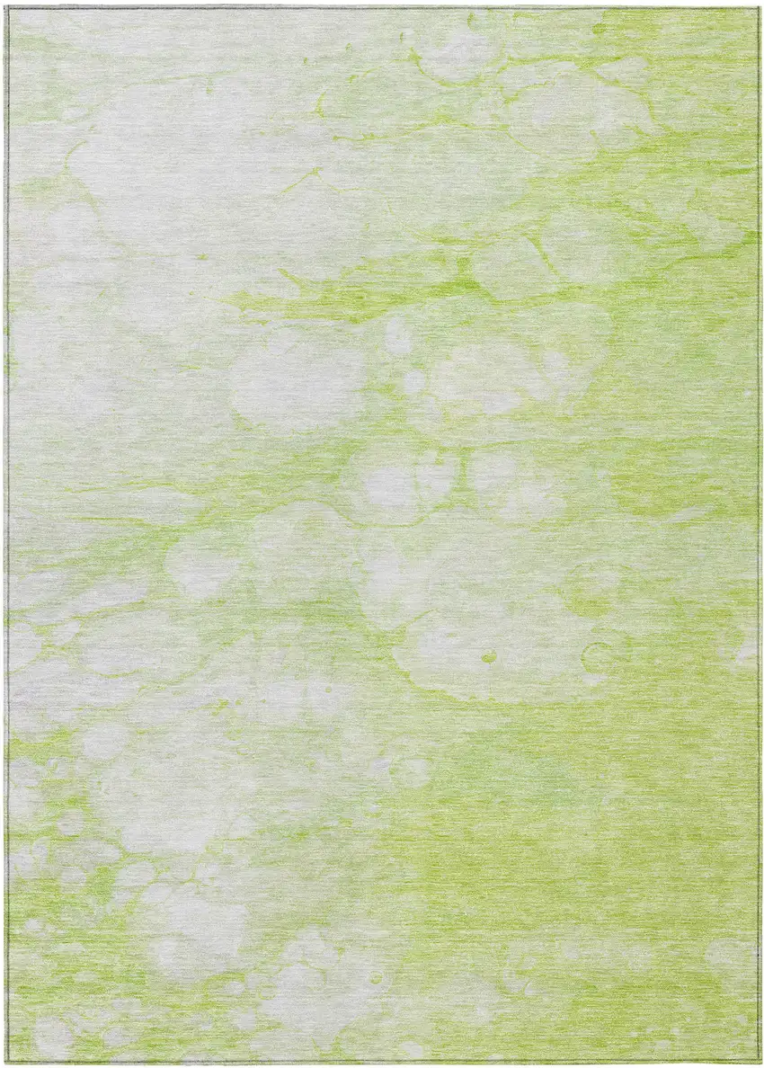 Artichoke Green And Ivory Abstract Washable Indoor Outdoor Area Rug Photo 1