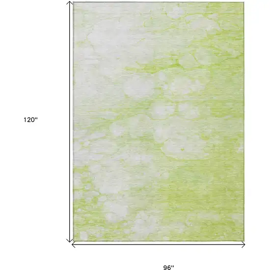 Artichoke Green And Ivory Abstract Washable Indoor Outdoor Area Rug Photo 9