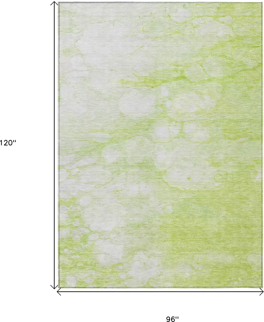 Artichoke Green And Ivory Abstract Washable Indoor Outdoor Area Rug Photo 9