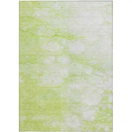 Artichoke Green And Ivory Abstract Washable Indoor Outdoor Area Rug Photo 4