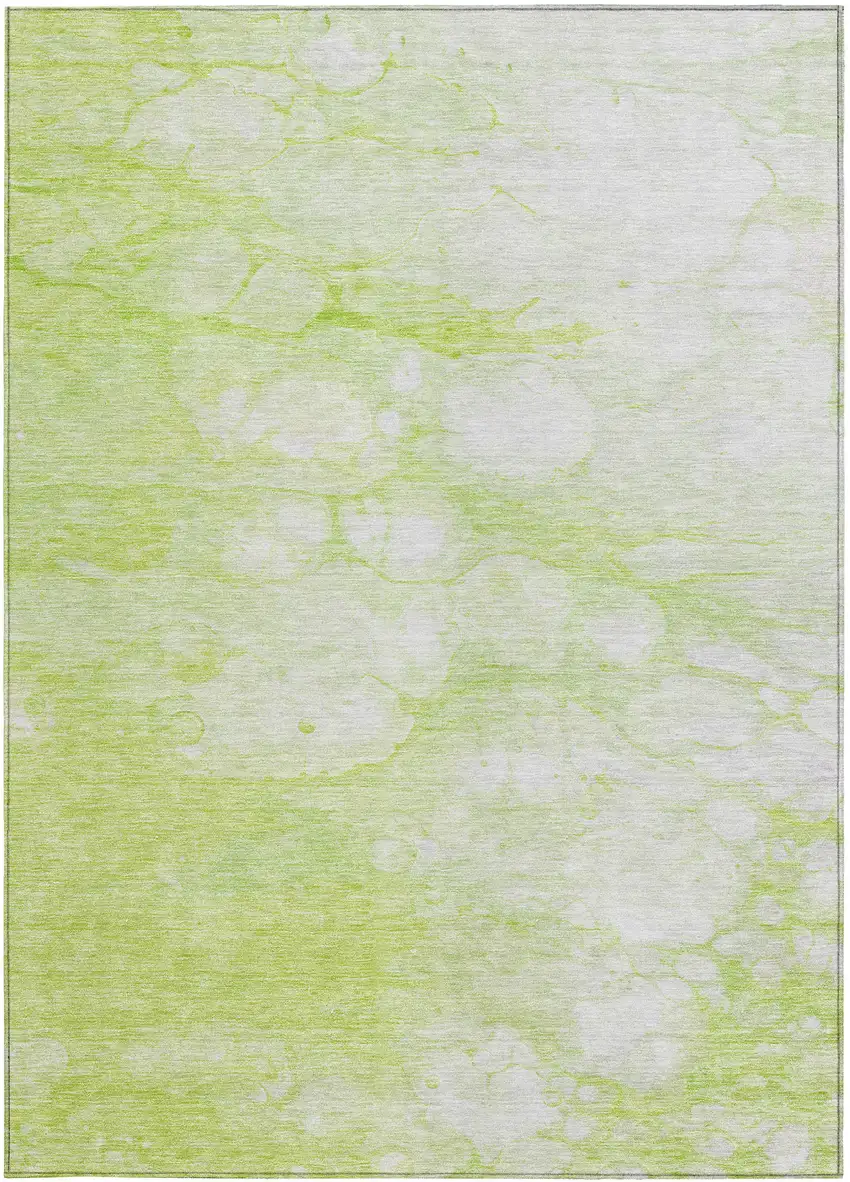 Artichoke Green And Ivory Abstract Washable Indoor Outdoor Area Rug Photo 5