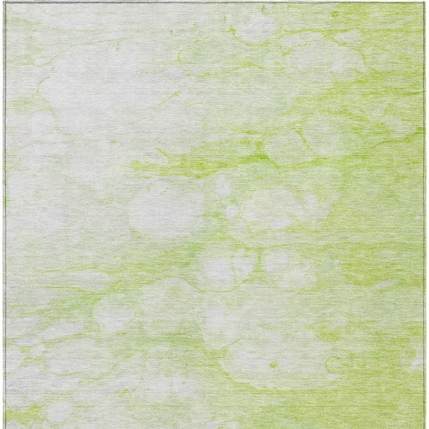 Artichoke Green And Ivory Abstract Washable Indoor Outdoor Area Rug Photo 5