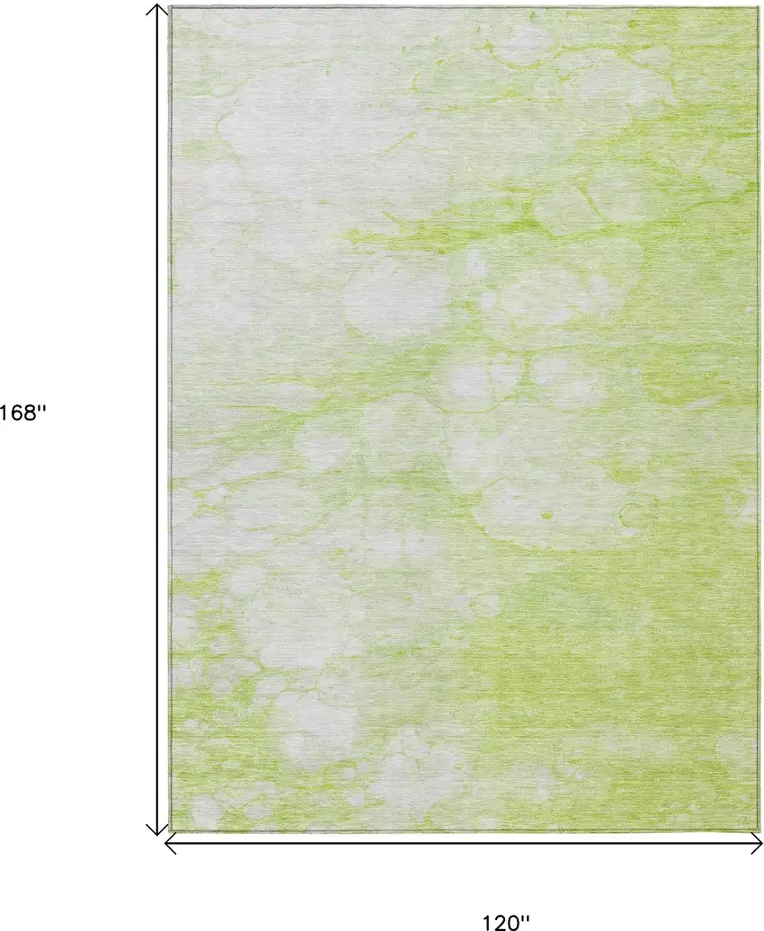 Artichoke Green And Ivory Abstract Washable Indoor Outdoor Area Rug Photo 3