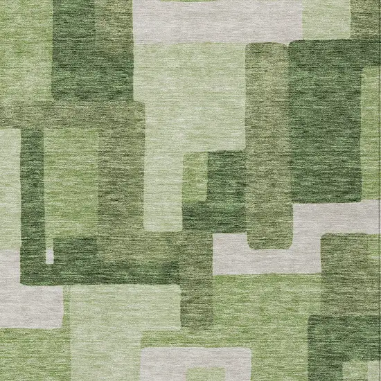 Artichoke Green And Ivory Abstract Washable Indoor Outdoor Area Rug Photo 4