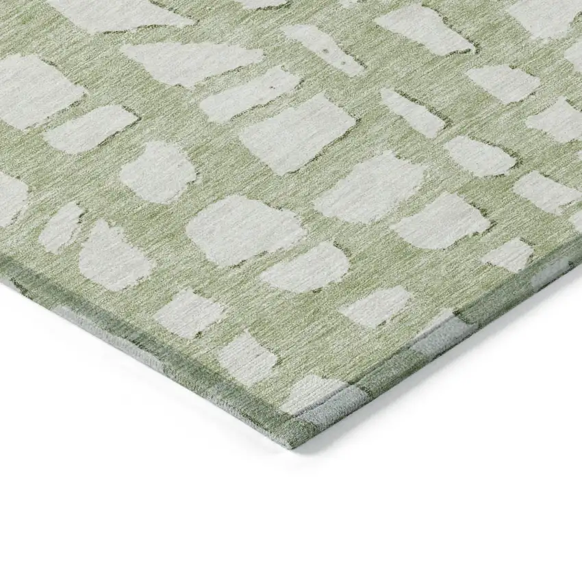 Artichoke Green And Ivory Abstract Washable Indoor Outdoor Area Rug Photo 3