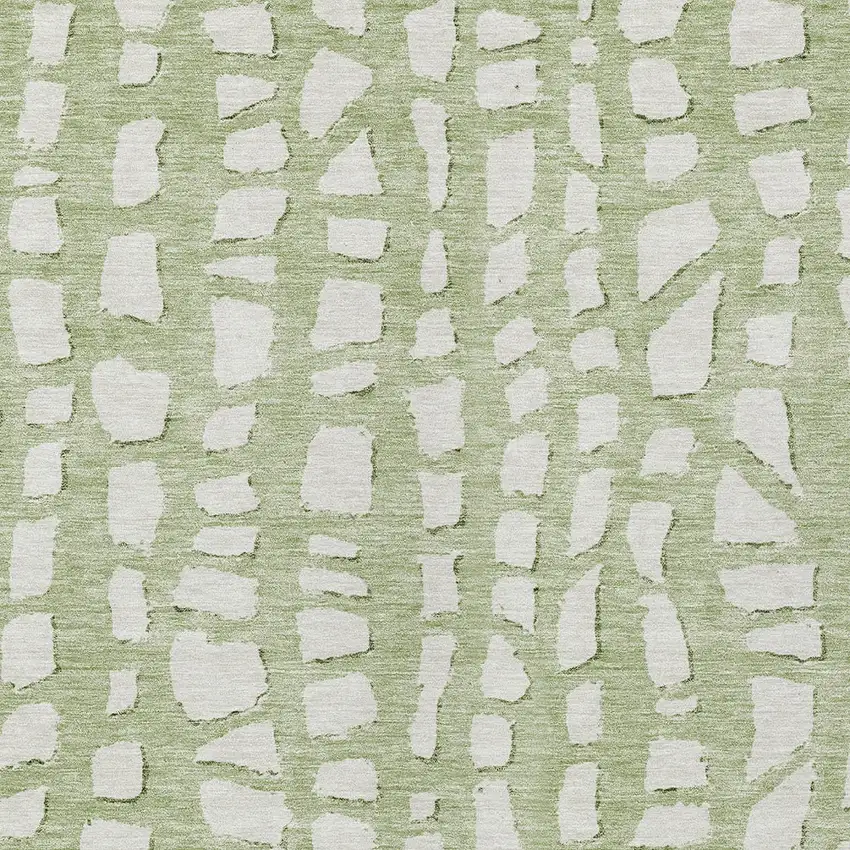 Artichoke Green And Ivory Abstract Washable Indoor Outdoor Area Rug Photo 5