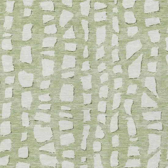 Artichoke Green And Ivory Abstract Washable Indoor Outdoor Area Rug Photo 5