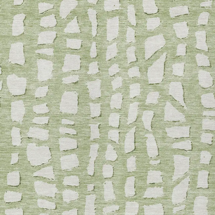 Artichoke Green And Ivory Abstract Washable Indoor Outdoor Area Rug Photo 5