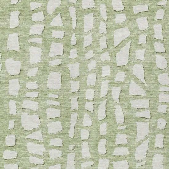 Artichoke Green And Ivory Abstract Washable Indoor Outdoor Area Rug Photo 5