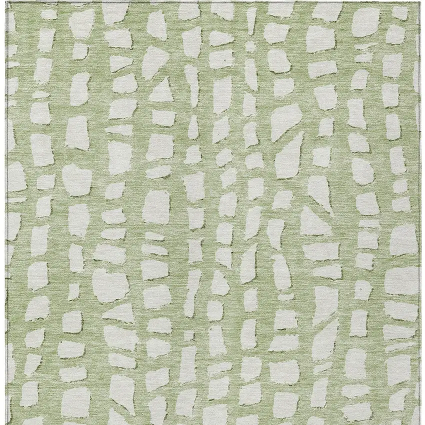 Artichoke Green And Ivory Abstract Washable Indoor Outdoor Area Rug Photo 6